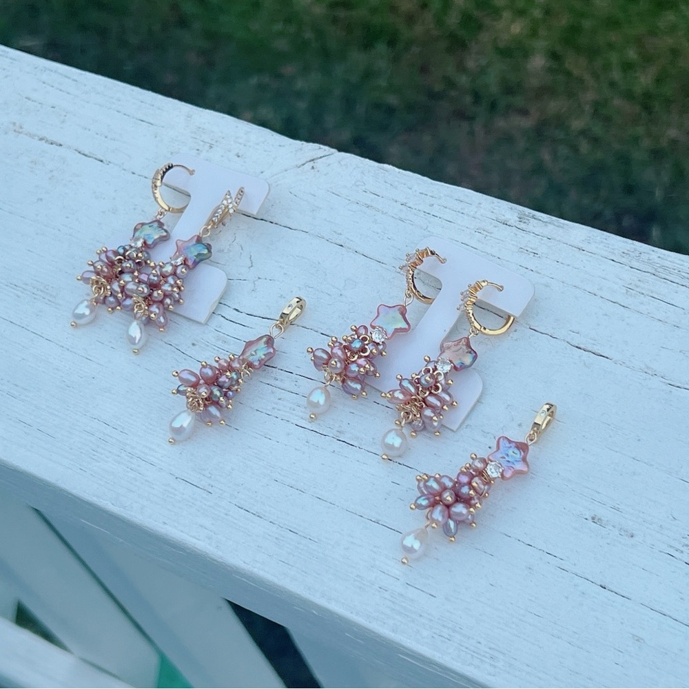 X’mas 03 Handmade Freshwater Baroque Pearl X’mas Tree Earrings and Pendant Set - Picture 4 of 8